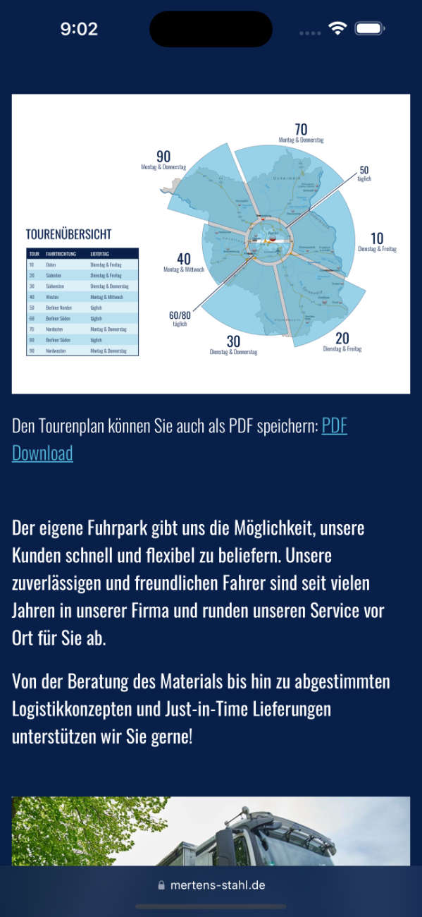 Mertens Stahl Beitrag mit Map mobile