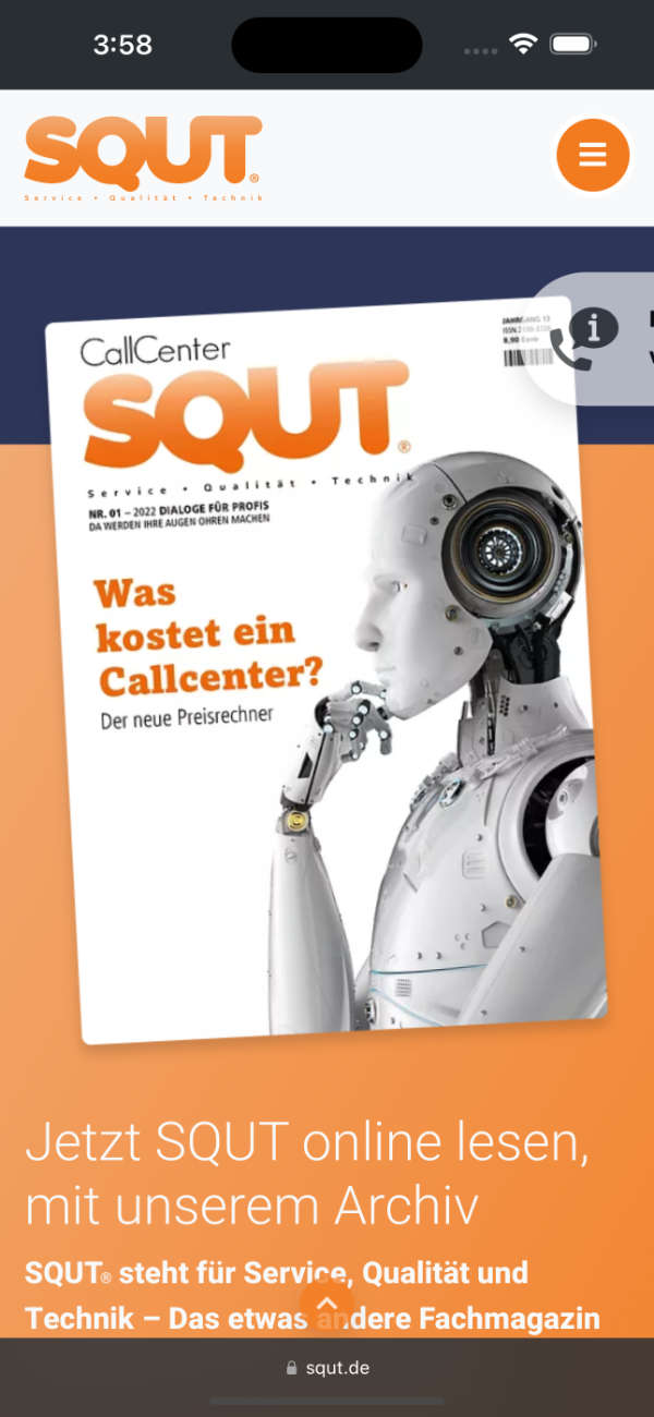 SQUT Magazin Sektion auf Homepage